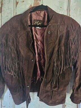 Vintage Roper Brown Suede Fringe Leather Jacket Women's Small USA Made Western